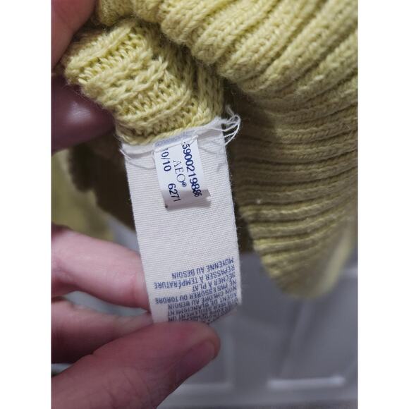 Vintage y2k American Eagle Outfitters Yellow Butter Cable Knit Sweater M Deep V - Picture 6 of 9